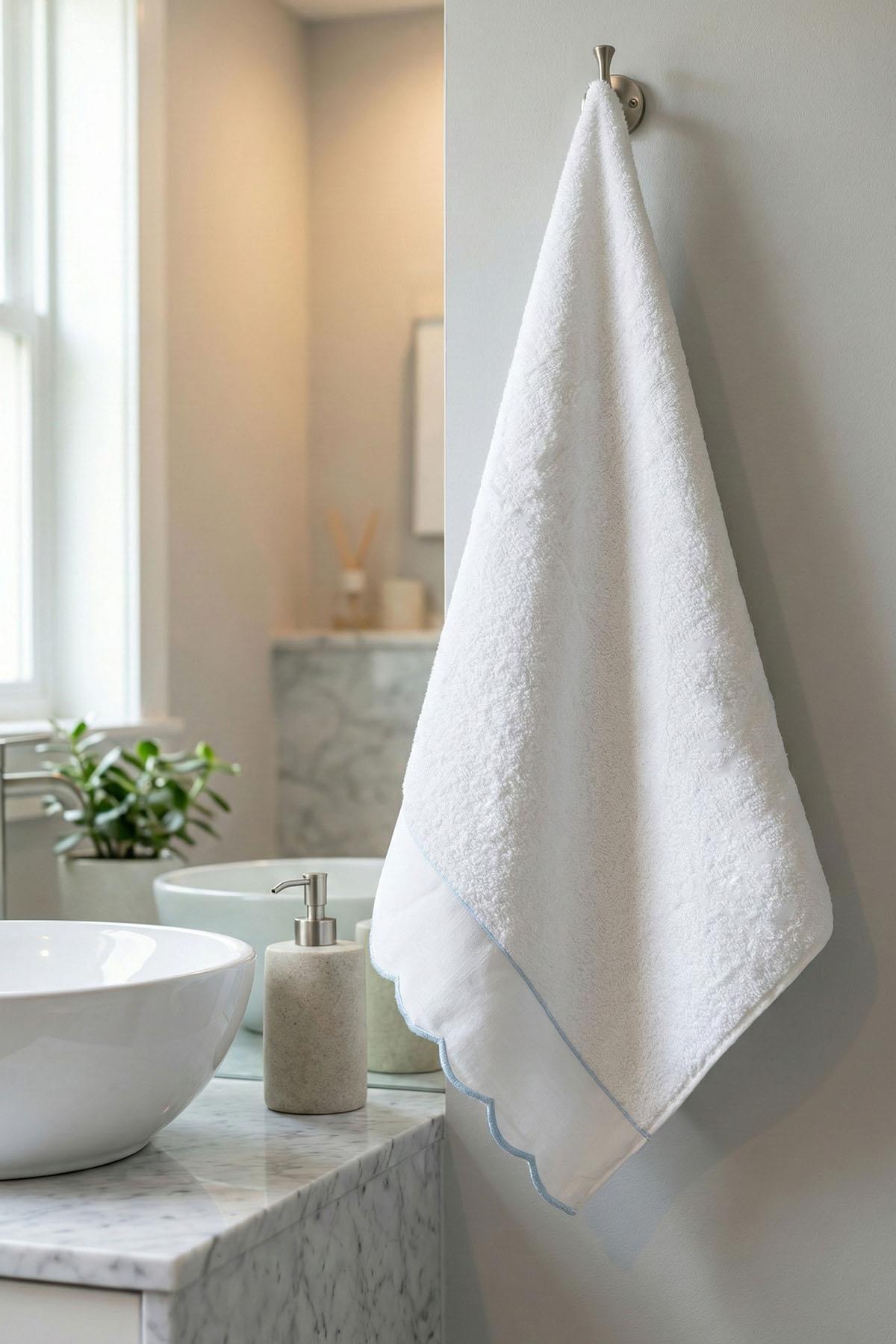 Elora Çizgi Nakışlı Banyo Havlusu (90 x 150 cm)