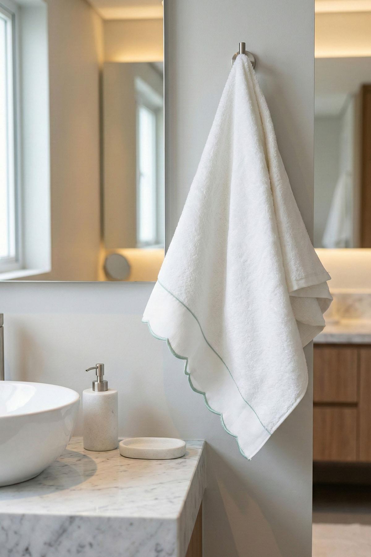 Elora Çizgi Nakışlı Banyo Havlusu (90 x 150 cm)