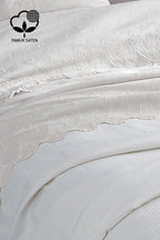 Emma Dantelli Çift Kişilik 7 Parça Nevresim + Pike Set - Nazik Home - Yuvama Değer!