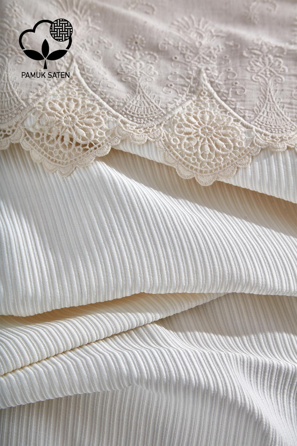 Emma Dantelli Çift Kişilik 7 Parça Nevresim + Pike Set - Nazik Home - Yuvama Değer!