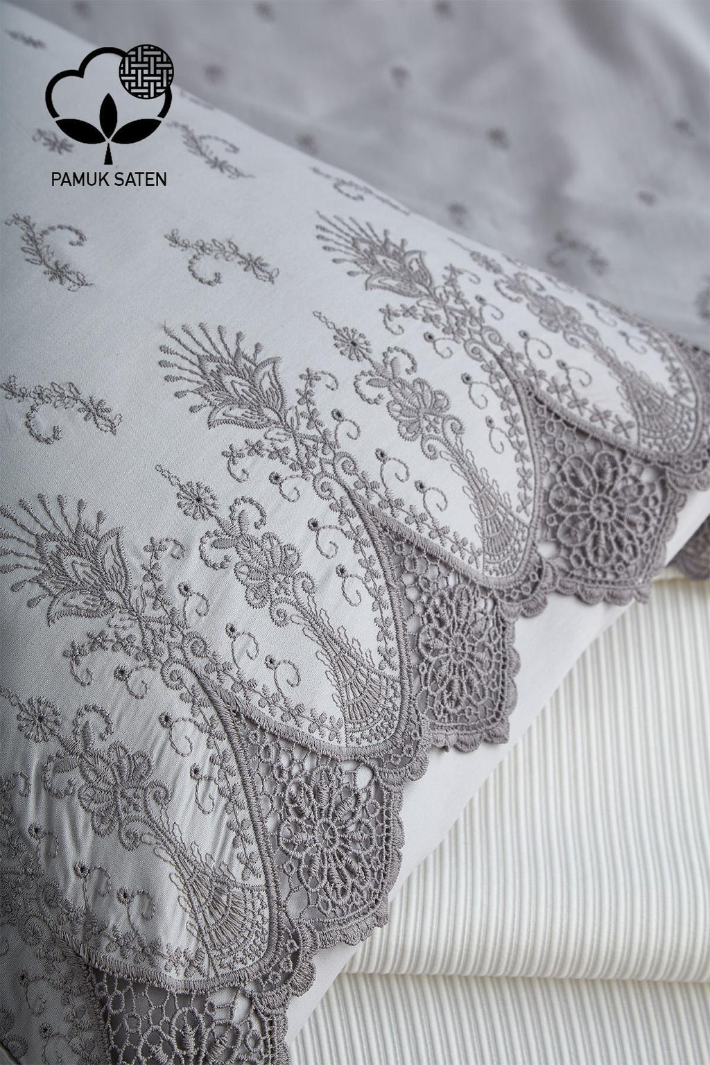 Emma Dantelli Çift Kişilik 7 Parça Nevresim + Pike Set - Nazik Home - Yuvama Değer!