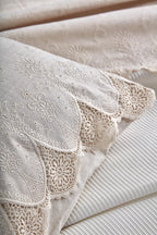 Emma Dantelli Süper King Size 7 Parça Nevresim + Pike Set - Nazik Home - Yuvama Değer!