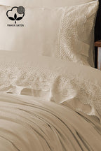 Espina Dantelli Çift Kişilik 7 Parça Nevresim + Pike Set - Nazik Home - Yuvama Değer!