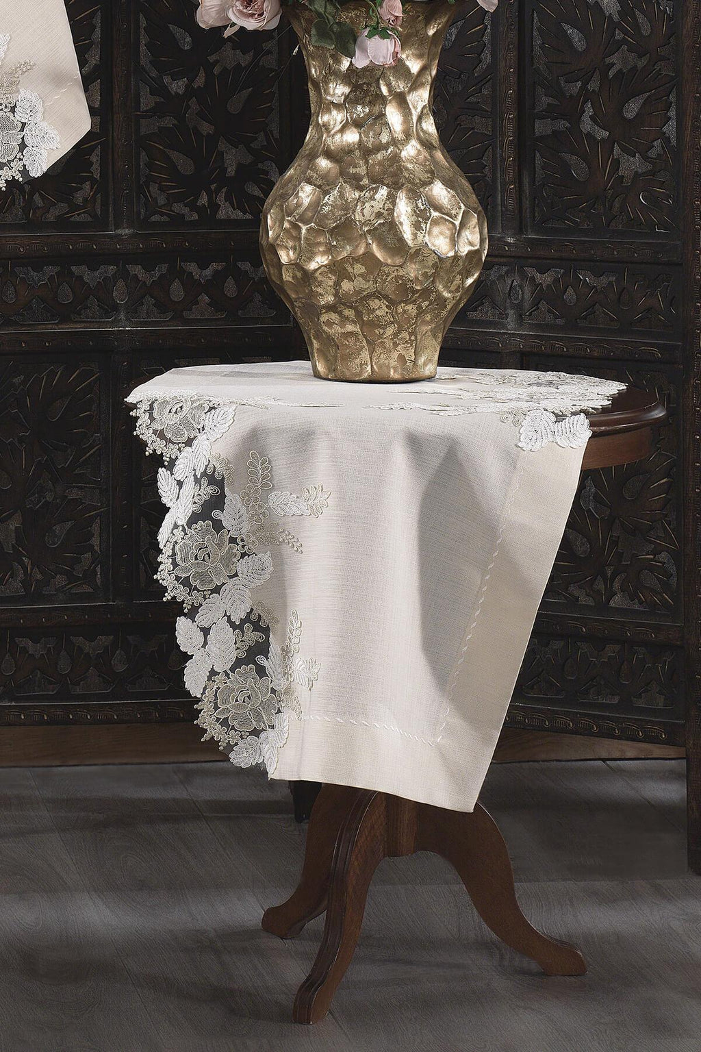 Floransa Dantelli Leke Tutmaz 5 Parça Salon Örtü Takımı