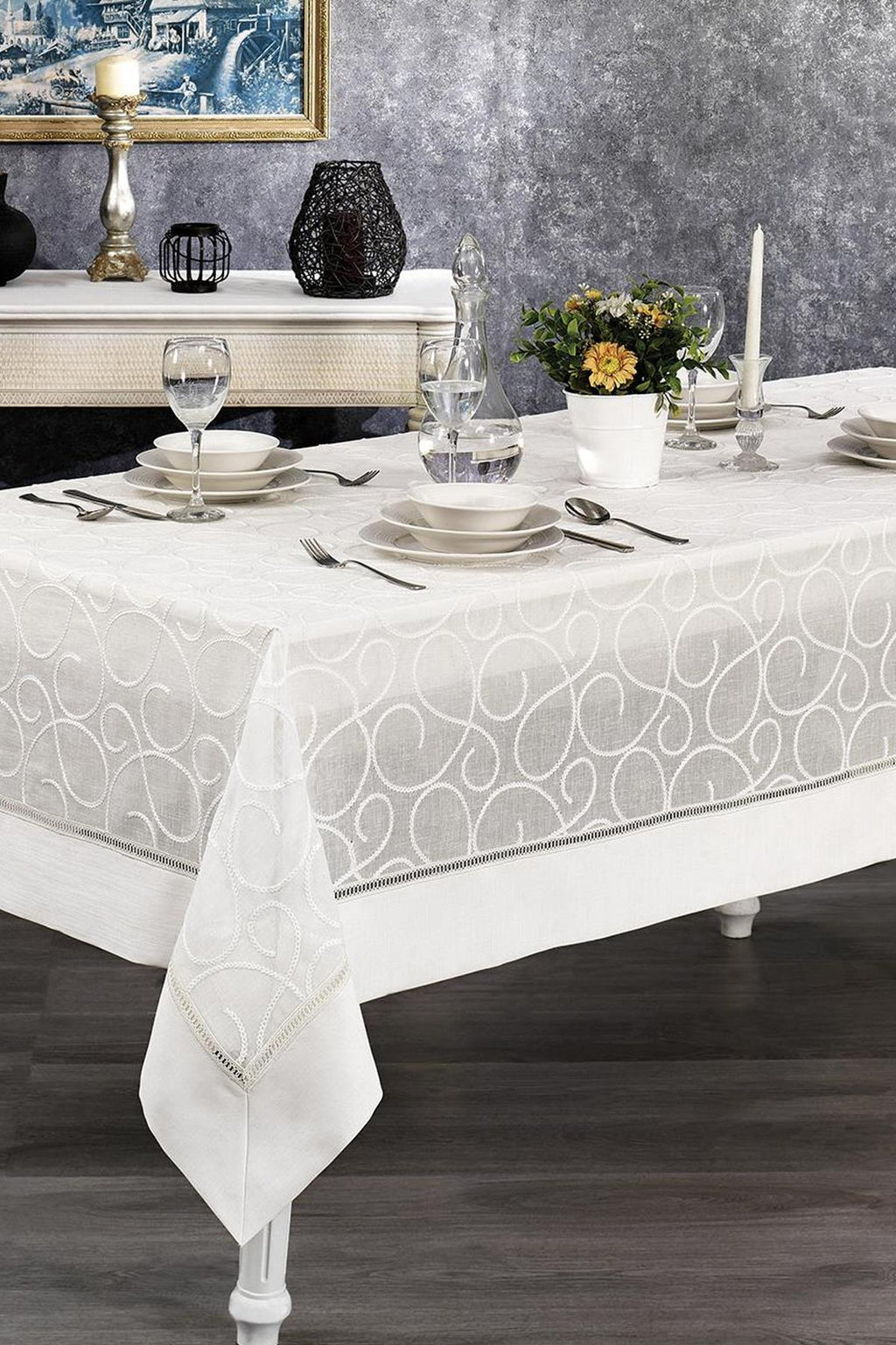 Glory Leke Tutmaz Dertsiz Masa Örtüsü (160 x 260 cm) - Nazik Home - Yuvama Değer!