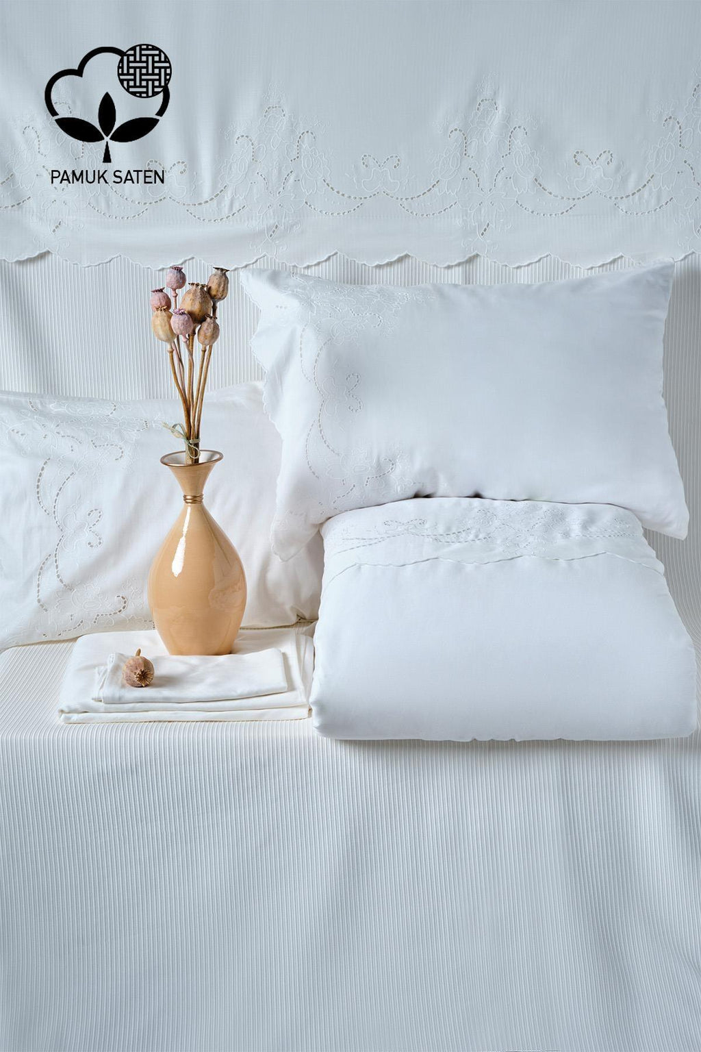 Hanedan İşlemeli Süper King Size 7 Parça Nevresim + Pike Set - Nazik Home - Yuvama Değer!