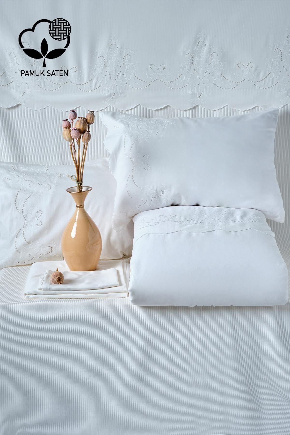 Hanedan İşlemeli Süper King Size 7 Parça Nevresim + Pike Set - Nazik Home - Yuvama Değer!