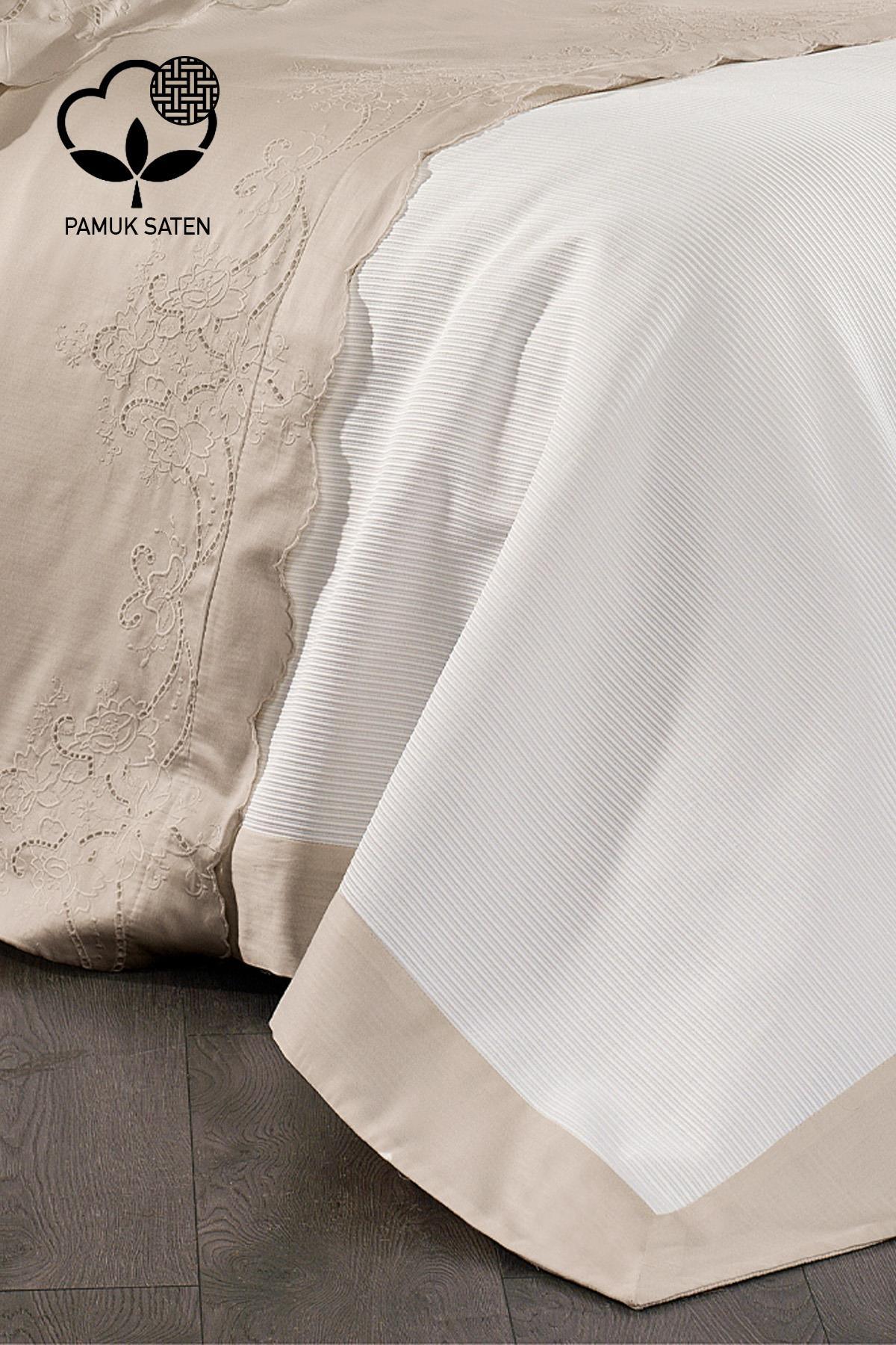 Hanedan İşlemeli Süper King Size 7 Parça Nevresim + Pike Set - Nazik Home - Yuvama Değer!