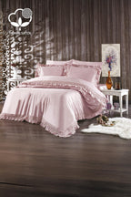 Helen Dantelli Organik Pamuk Saten Çift Kişilik Nevresim Takımı - Nazik Home - Yuvama Değer!