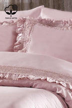 Helen Dantelli Organik Pamuk Saten Çift Kişilik Nevresim Takımı - Nazik Home - Yuvama Değer!