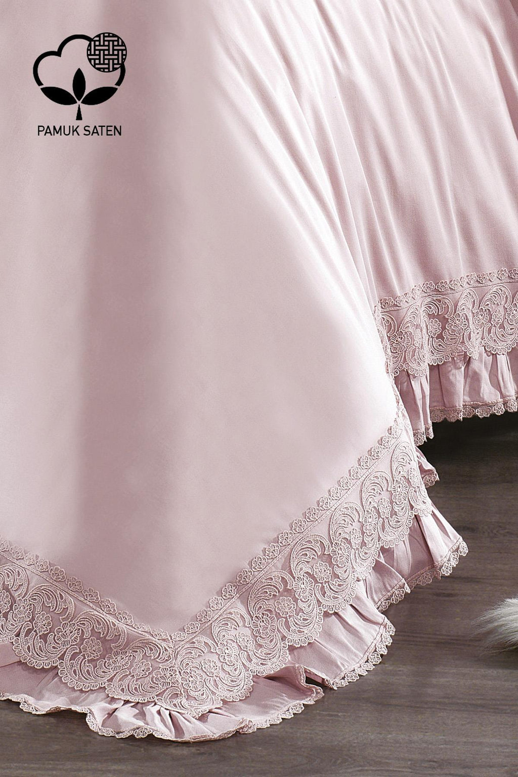 Helen Dantelli Organik Pamuk Saten Çift Kişilik Nevresim Takımı - Nazik Home - Yuvama Değer!
