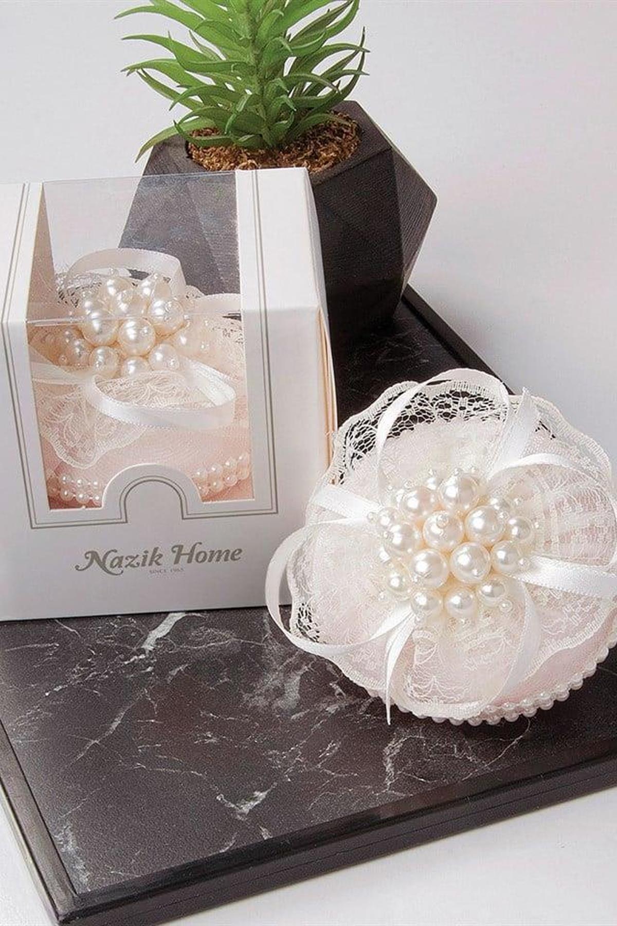 İnci Süslemeli Dekoratif Kadife Kaplı Kokulu Sabun - Nazik Home - Yuvama Değer!