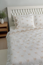 İris İşlemeli Pamuk Saten Çift Kişilik 6 Parça Nevresim Takımı