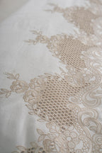 İris İşlemeli Pamuk Saten Çift Kişilik 6 Parça Nevresim Takımı