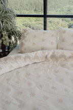 İris İşlemeli Pamuk Saten Çift Kişilik 6 Parça Nevresim Takımı