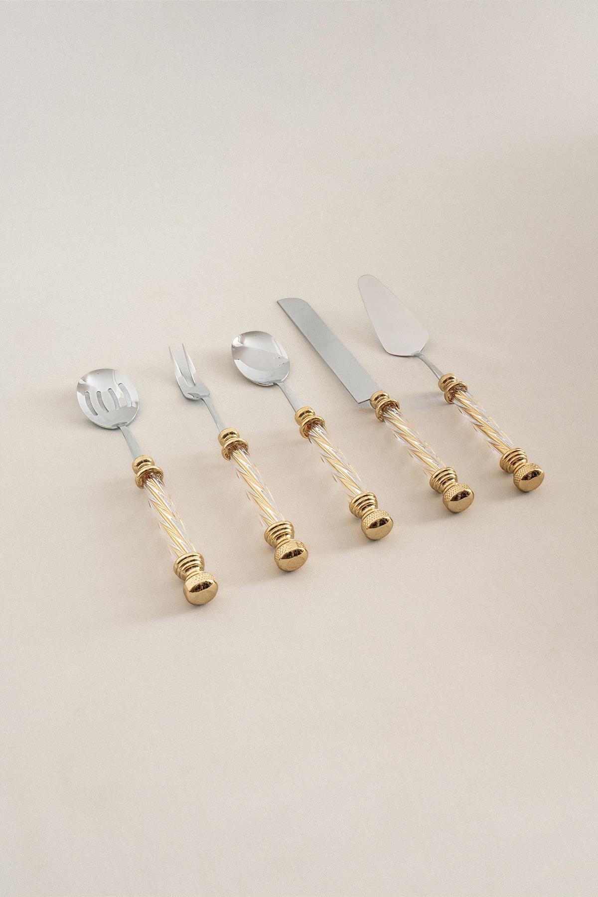 Crystal Altın Servis Seti (5 Parça) - Nazik Home - Yuvama Değer!