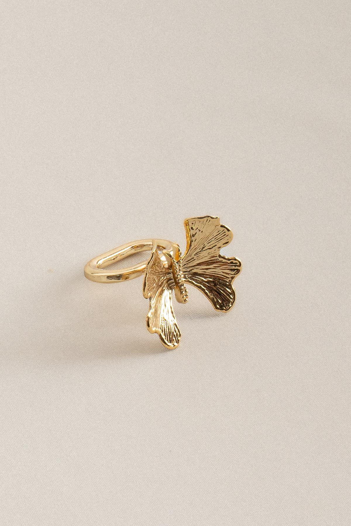 Laura Kelebek Detaylı Altın 6'lı Peçetelik - Nazik Home - Yuvama Değer!