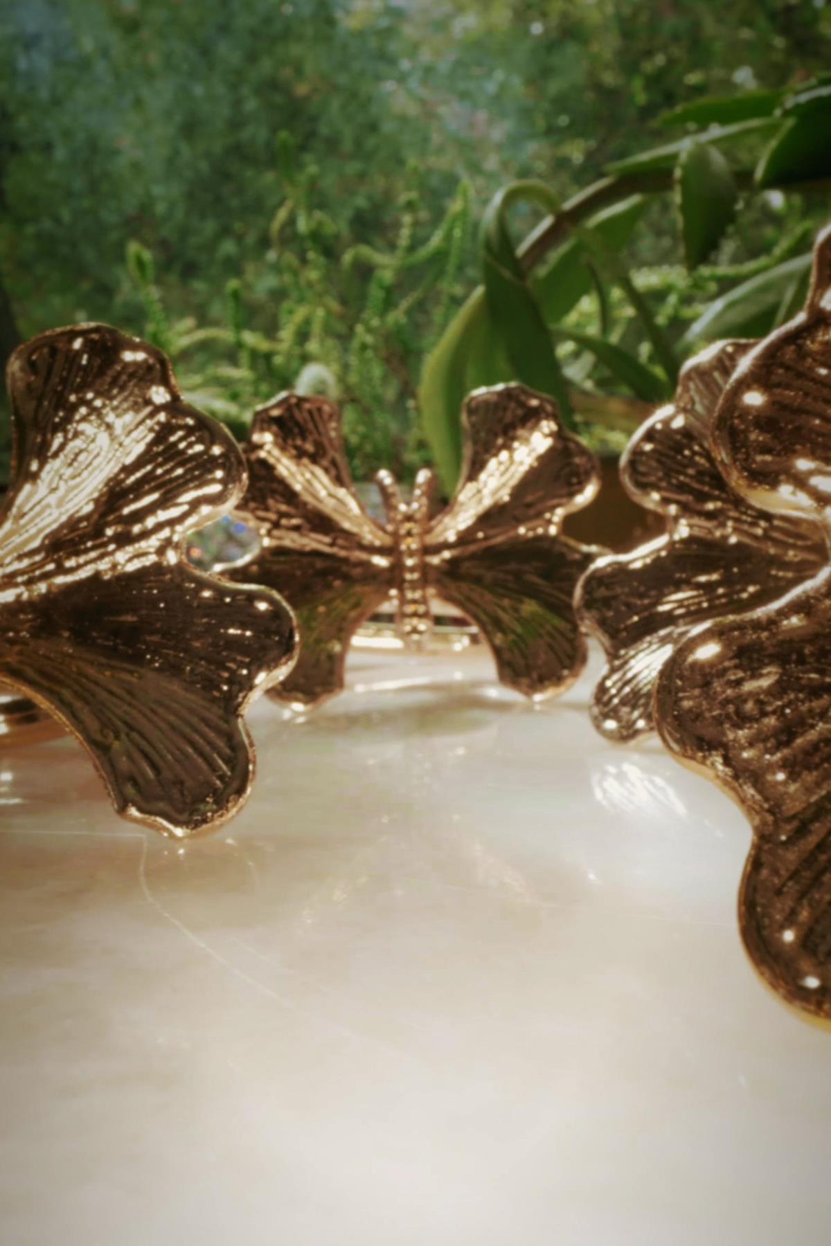 Laura Kelebek Detaylı Altın 6'lı Peçetelik - Nazik Home - Yuvama Değer!