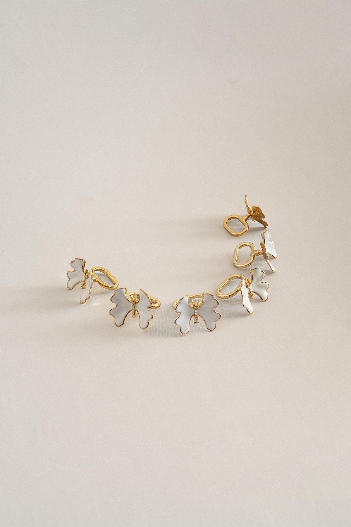 Laura Kelebek Detaylı Altın-Mine 6'lı Peçetelik - Nazik Home - Yuvama Değer!