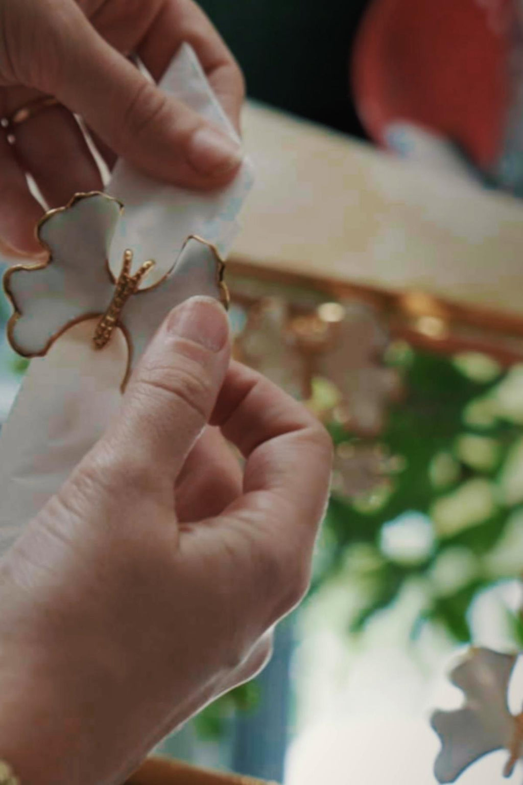 Laura Kelebek Detaylı Altın-Mine 6'lı Peçetelik - Nazik Home - Yuvama Değer!