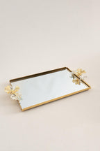 Laura Kelebek Kulplu Altın Büyük Tepsi (40 x 26 cm) - Nazik Home - Yuvama Değer!