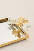 Laura Kelebek Kulplu Altın Küçük Tepsi (26 x 18 cm) - Nazik Home - Yuvama Değer!