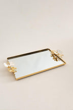 Laura Kelebek Kulplu Altın-Mine Büyük Tepsi (40 x 26 cm) - Nazik Home - Yuvama Değer!