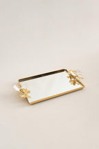 Laura Kelebek Kulplu Altın-Mine Orta Tepsi (32 x 22 cm) - Nazik Home - Yuvama Değer!