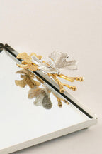 Laura Kelebek Kulplu Gümüş Büyük Tepsi (40 x 26 cm) - Nazik Home - Yuvama Değer!