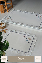 Laura Kelebek Nakışlı 2'li Paspas Set (60 x 100 cm) - Nazik Home - Yuvama Değer!