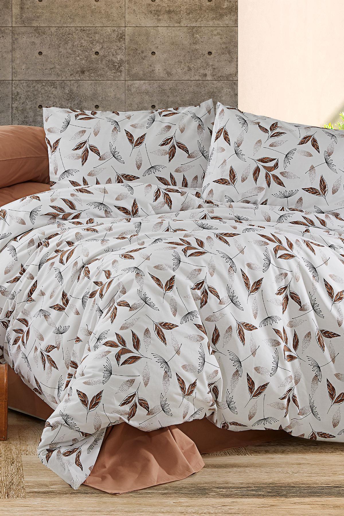 Leafy Yaprak Desenli %100 Pamuk Çift Kişilik 4 Parça Nevresim Takımı - Nazik Home - Yuvama Değer!