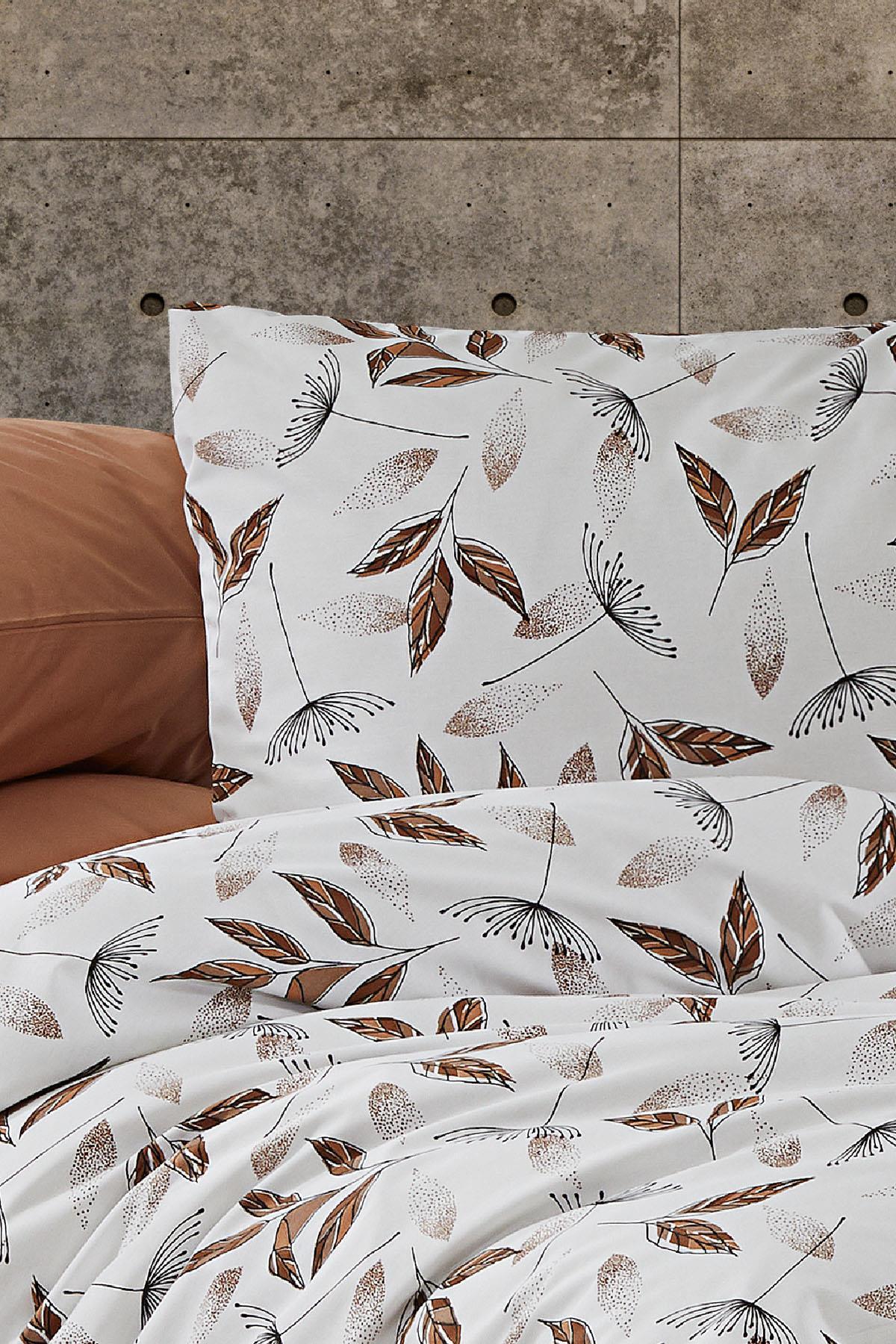 Leafy Yaprak Desenli %100 Pamuk Çift Kişilik 4 Parça Nevresim Takımı - Nazik Home - Yuvama Değer!