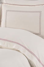 Linge Çizgi Nakışlı Pamuk Saten Çift Kişilik 6 Parça Nevresim Takımı