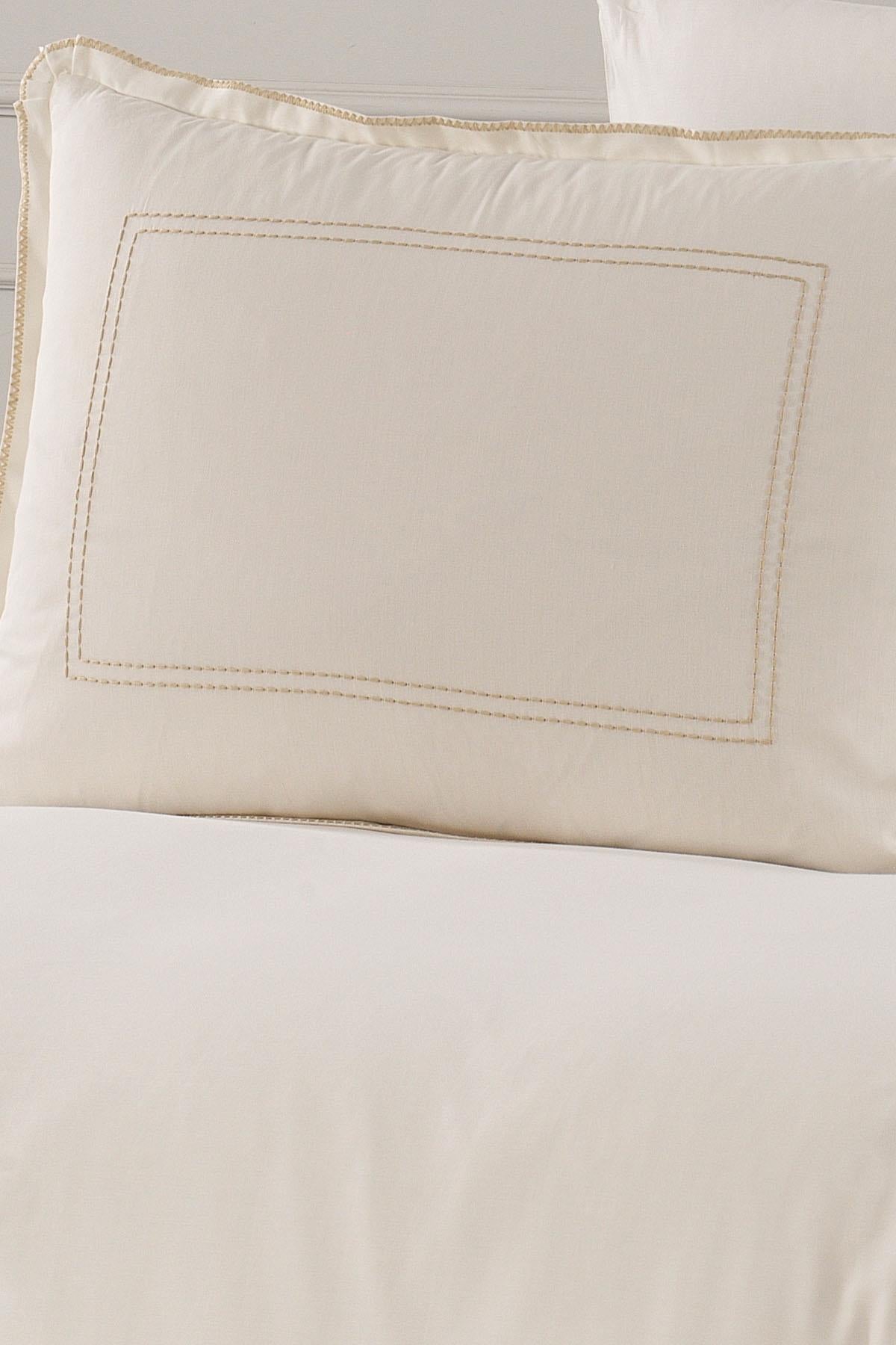 Linge Çizgi Nakışlı Pamuk Saten Çift Kişilik 6 Parça Nevresim Takımı