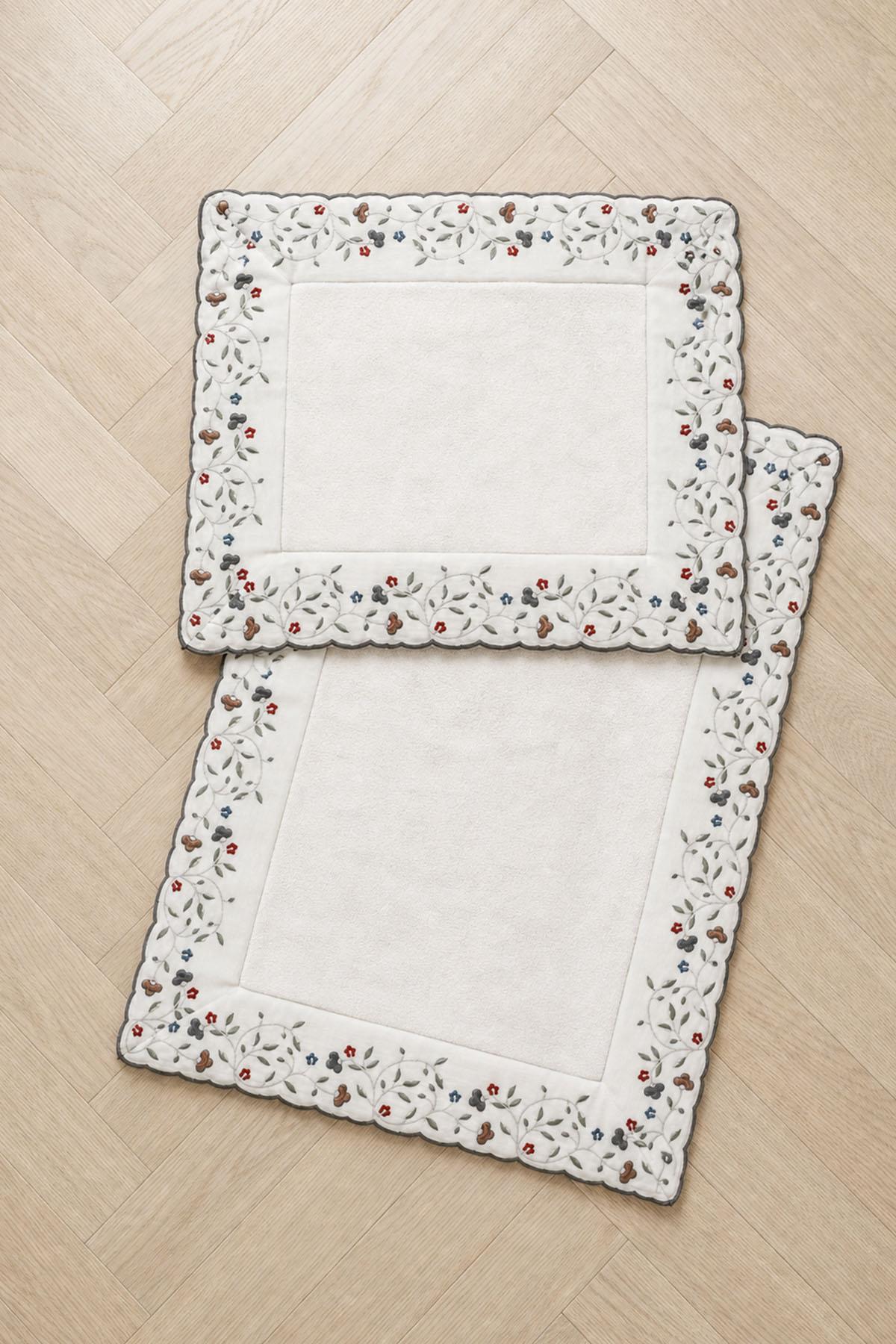 Livano Renkli Çiçek Nakışlı 2'li Paspas Set (60 x 100 cm)