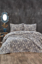 Lotus Çiçek Desenli Jakarlı Çift Kişilik Yatak Örtüsü - Nazik Home - Yuvama Değer!