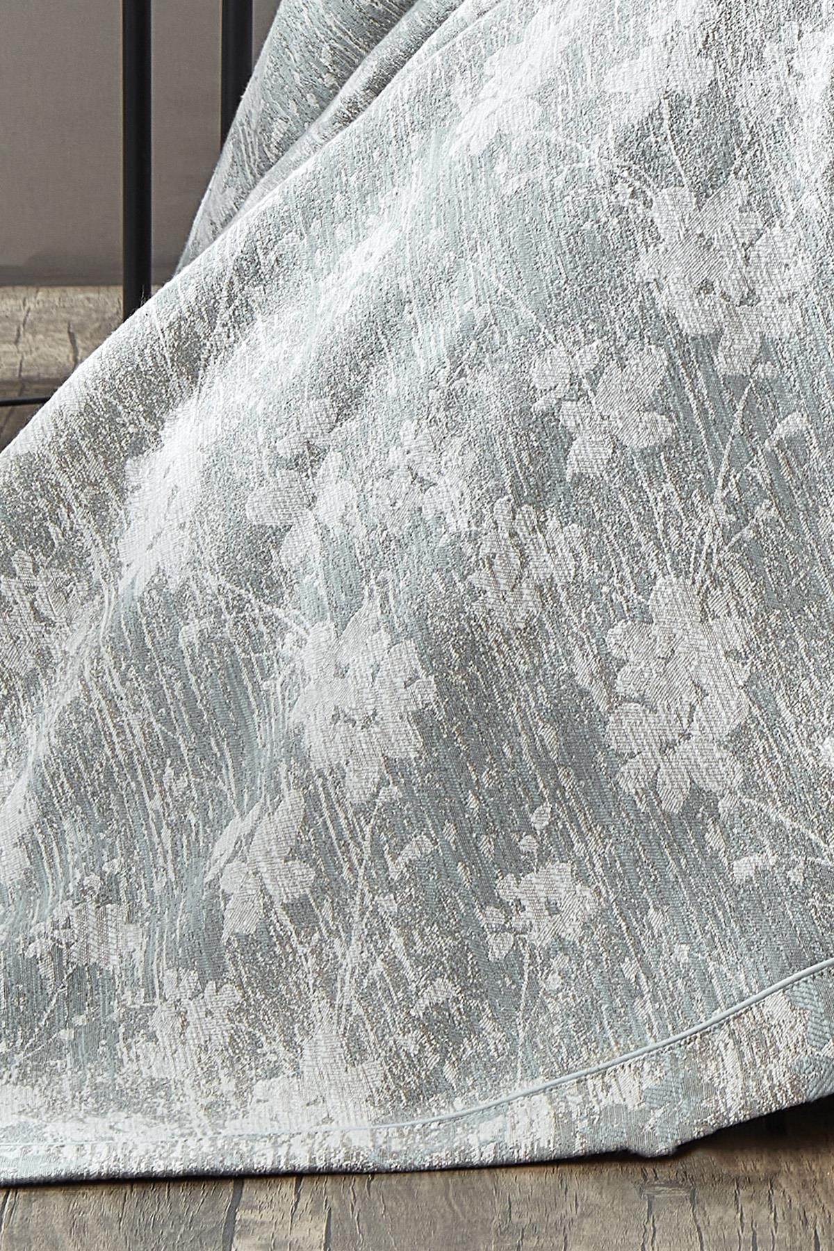 Lotus Çiçek Desenli Jakarlı Çift Kişilik Yatak Örtüsü - Nazik Home - Yuvama Değer!