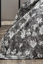 Lotus Çiçek Desenli Jakarlı Çift Kişilik Yatak Örtüsü - Nazik Home - Yuvama Değer!