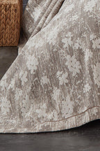 Lotus Çiçek Desenli Jakarlı Çift Kişilik Yatak Örtüsü - Nazik Home - Yuvama Değer!