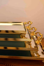 Mabel Zarif Kulplu Altın Büyük Tepsi (40 x 26 cm) - Nazik Home - Yuvama Değer!