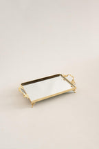 Mabel Zarif Kulplu Altın Küçük Tepsi (26 x 18 cm) - Nazik Home - Yuvama Değer!