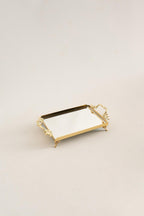 Mabel Zarif Kulplu Altın Mini Tepsi (25 x 15 cm) - Nazik Home - Yuvama Değer!