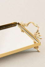 Mabel Zarif Kulplu Altın Mini Tepsi (25 x 15 cm) - Nazik Home - Yuvama Değer!