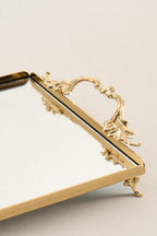 Mabel Zarif Kulplu Altın Orta Tepsi (32 x 22 cm) - Nazik Home - Yuvama Değer!