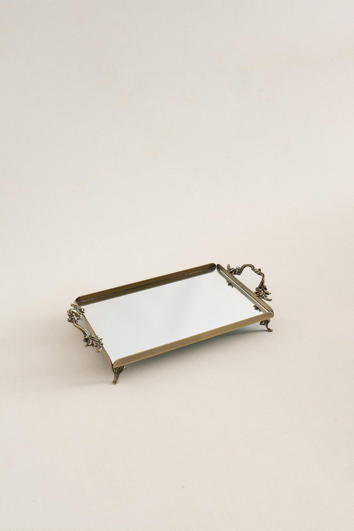 Mabel Zarif Kulplu Eskitme Küçük Tepsi (26 x 18 cm) - Nazik Home - Yuvama Değer!