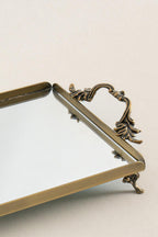 Mabel Zarif Kulplu Eskitme Küçük Tepsi (26 x 18 cm) - Nazik Home - Yuvama Değer!