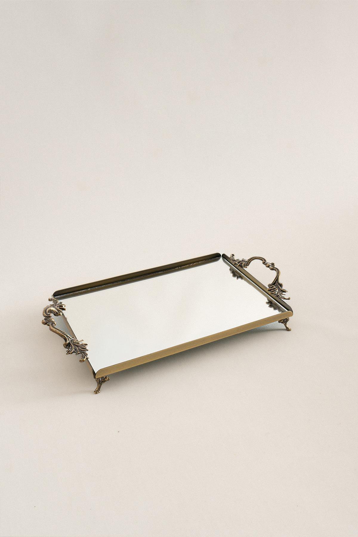 Mabel Zarif Kulplu Eskitme Orta Tepsi (32 x 22 cm) - Nazik Home - Yuvama Değer!