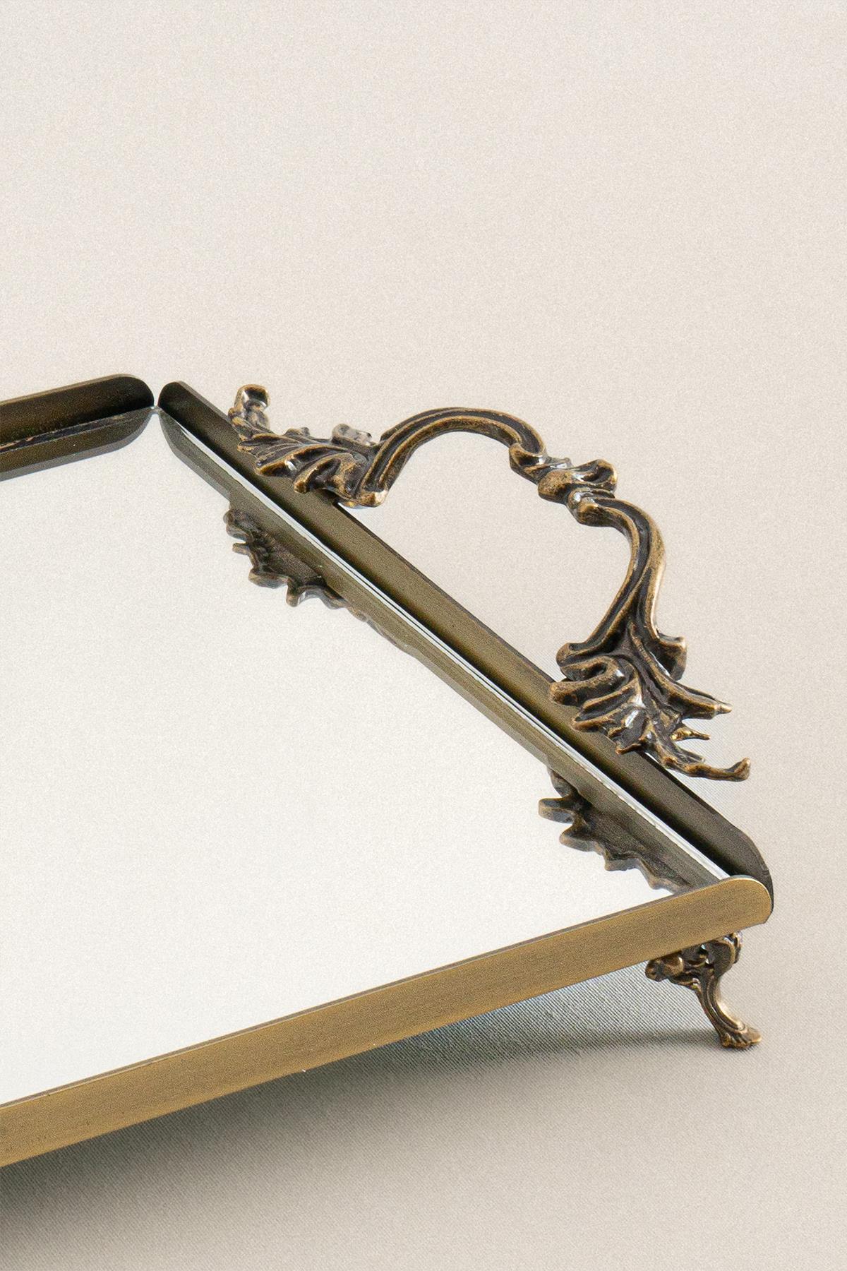 Mabel Zarif Kulplu Eskitme Orta Tepsi (32 x 22 cm) - Nazik Home - Yuvama Değer!