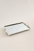 Mabel Zarif Kulplu Gümüş Büyük Tepsi (40 x 26 cm) - Nazik Home - Yuvama Değer!