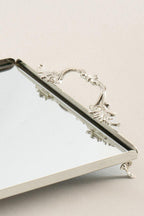 Mabel Zarif Kulplu Gümüş Büyük Tepsi (40 x 26 cm) - Nazik Home - Yuvama Değer!